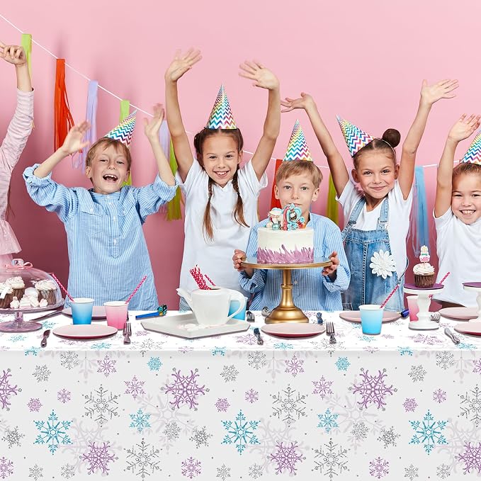 6 Pieces Christmas Snowflake Party Tablecloth Decorations, Plastic Purple and - Image 8