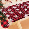 Smiry Plastic Christmas Tablecloth, Buffalo Plaid Waterproof Elastic Fitted by Smiry