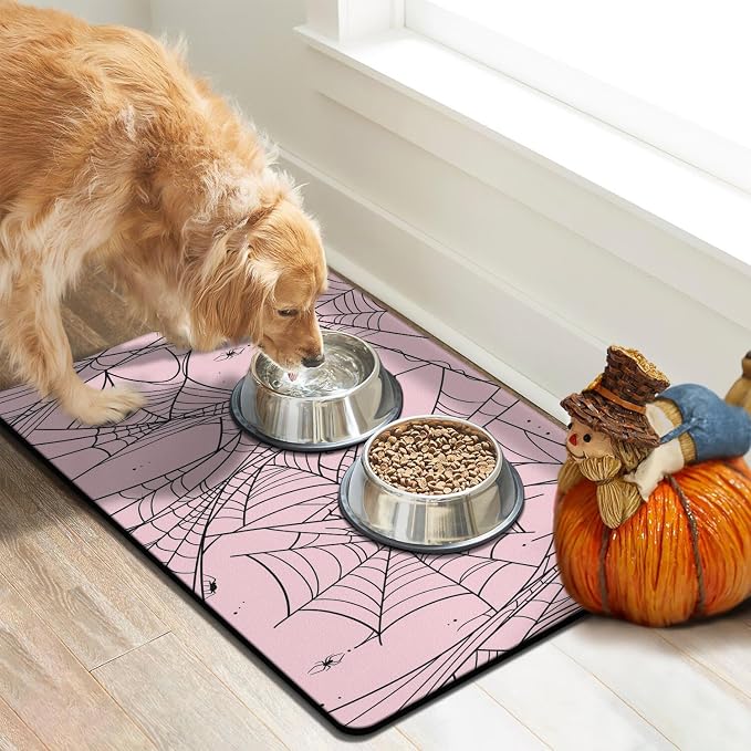 Halloween Dog Food Mats for Floors, Absorbent Dog Bowl Mat for Food and Water - Image 2