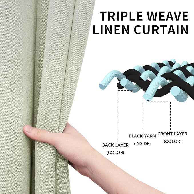 Easy-Going Linen Look Blackout Curtain Grommet Window Curtain Drapes - Image 3