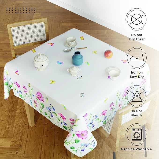Encasa XO Square 56"x56" Tablecloth | Water-Repellent Polyester Dining Table - Image 5