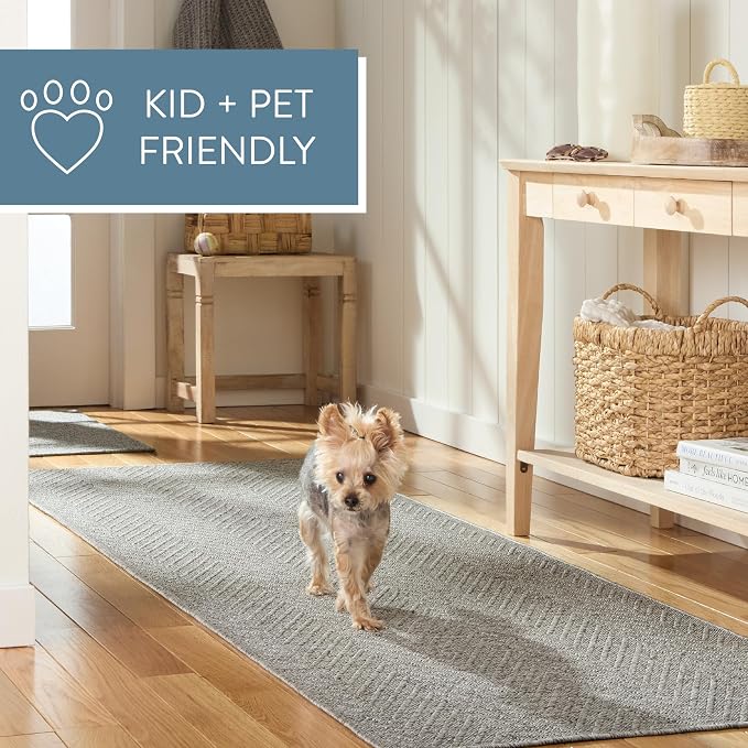TOWN & COUNTRY BASICS Pax Herringbone Textured Solid Everwash® Washable Area Rug - Image 8