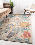 Unique Loom Positano Collection Coastal Modern Turtles Beige Area Rug by UniqueLoom