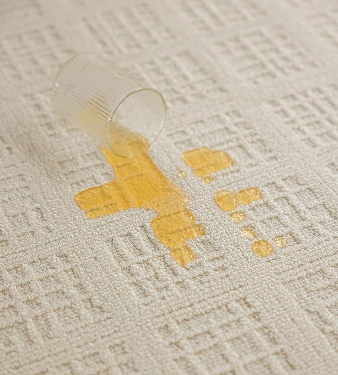 jxgzyy Beige Area Rug, 0.36'' Thick Low Pile Textured Rug, Modern Aesthetic - Image 2