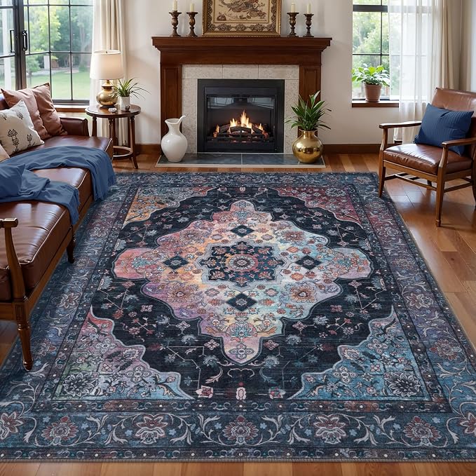 Tangsoo 8x10 Area Rug for Living Room, Washable Vintage Rug Indoor Non Slip by Tangsoo