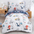 DJY 4 Pieces Cotton Toddler Bedding Set, Dinosaur Cars Reversible Toddler Bed by HOME