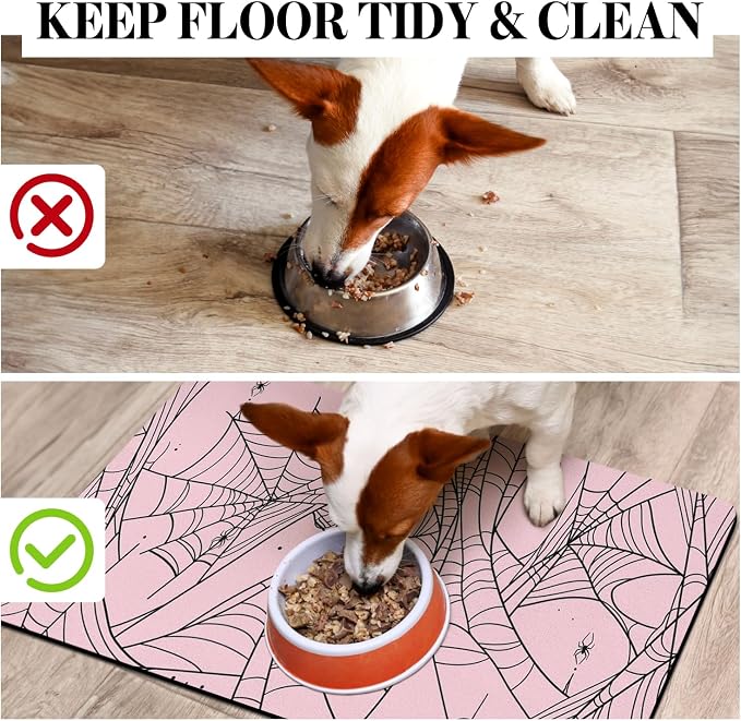 Halloween Dog Food Mats for Floors, Absorbent Dog Bowl Mat for Food and Water - Image 3