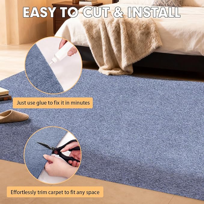 Marine Carpet, 6 FT x 10 FT Blue-Gray Indoor Outdoor Carpet 0.2" Thick Boat - Image 6