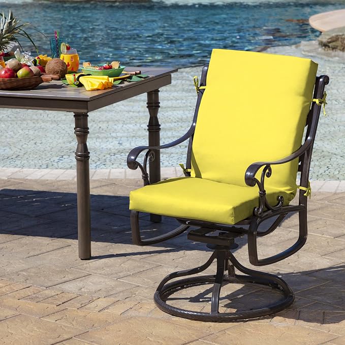 Arden Selections Outdoor Dining Chair Cushion 20 x 20, Lemon Yellow Leala - Image 2