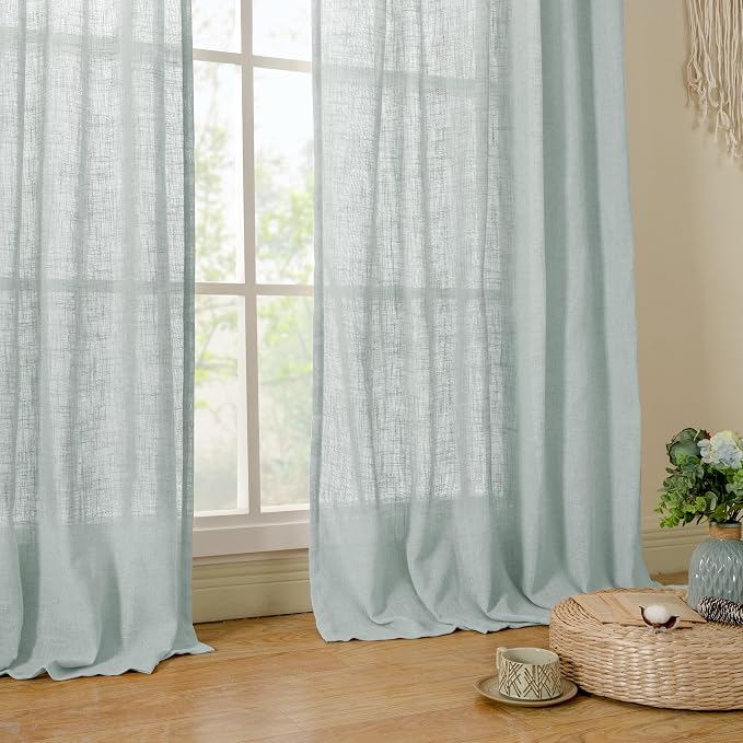 LAMIT Living Room Linen Curtains 95 Inch - Image 9