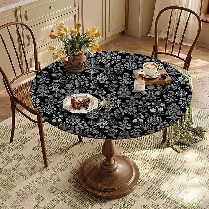Black Fitted Round Tablecloth - Image 8