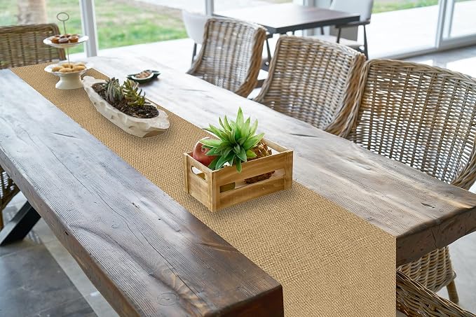 12 Pack Natural Burlap Table Runners, 12 x 72 Inch Rustic Jute Table Runner and - Image 3