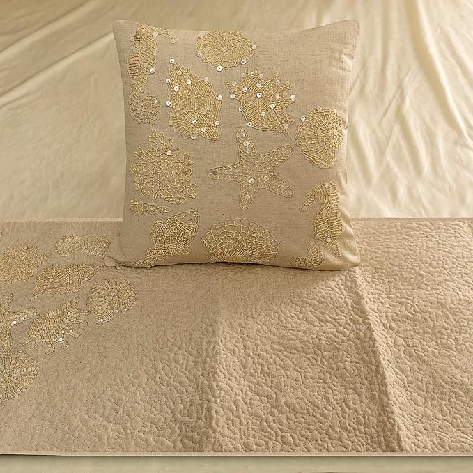 The HomeCentric King Queen Twin Beige Handmade Queen 74"x18" Bed Runner - Image 5