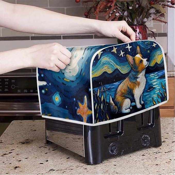 ZFRXIGN Corgi Toaster Cover, 2/4 Slice, Starry Night, Dust Cover - Image 2