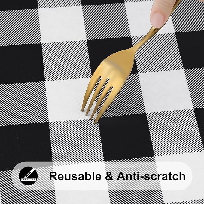 Smiry Square Picnic Table Cloth, Elastic Waterproof Fitted Vinyl Tablecloths - Image 7