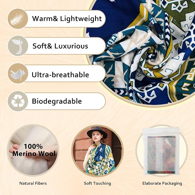 DANA XU 100% Merino Wool Pashmina Shawl - Image 3