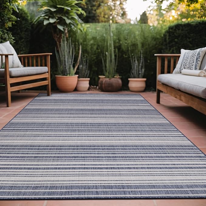 Stripe Outdoor Rug 5x7 Washable Outside Carpet by Unknown