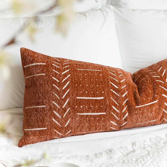 BlissBlush Fall Brick Red Boho Lumbar Throw Pillow Cover 14X36, Decorative Long - Image 6