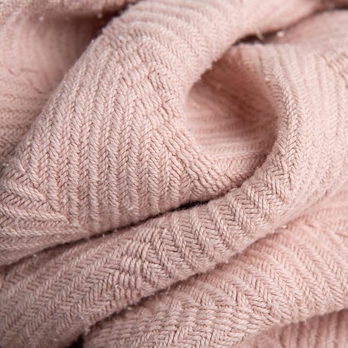 Sticky Toffee Cotton Throw Blanket 60x50 in – Woven Lightweight Blush Pink - Image 3