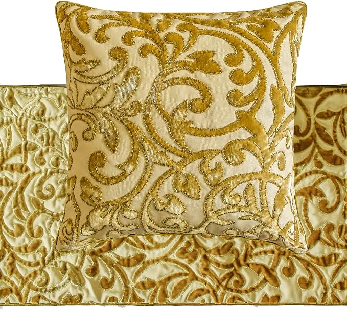 The HomeCentric King/Queen/Twin Beige Gold Decorative Bed Runner Full 68"x18" - Image 4