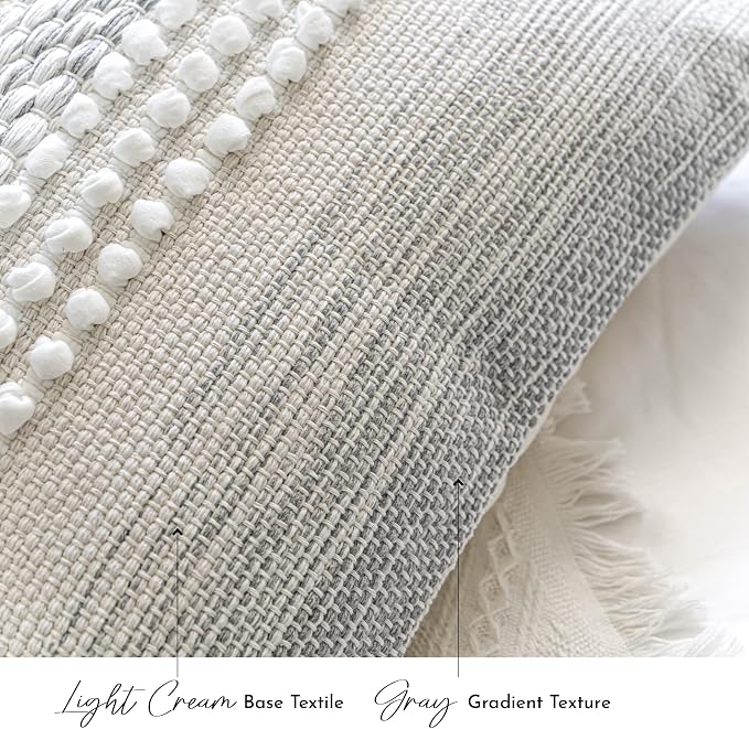 BlissBlush Gray Decorative Throw Pillow Cover 20X20, Boho Accent Pillow - Image 5