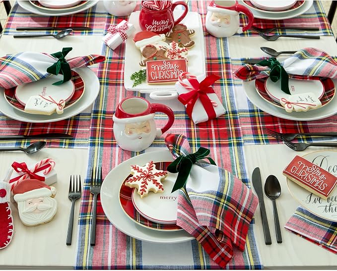 Solino Home Linen Stewart Plaid Table Runner 144 Inches Long - Image 3