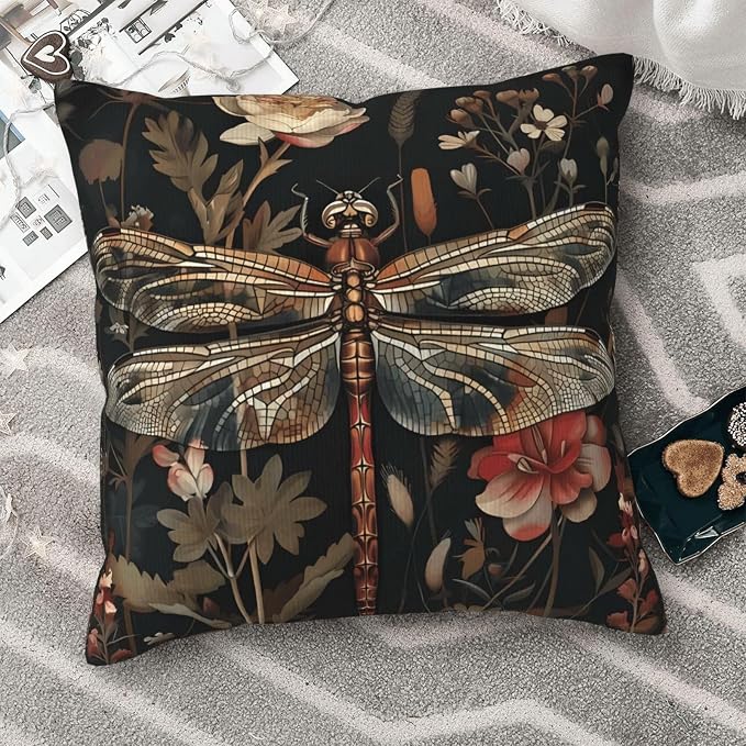 William Morris Abstract Vintage Floral Dragonfly Design 18x18 inches Throw - Image 7