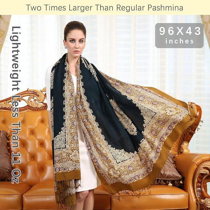DANA XU 100% Merino Wool Extra Large Pashmina Blanket Travel Scarf Cashmere Wrap - Image 6