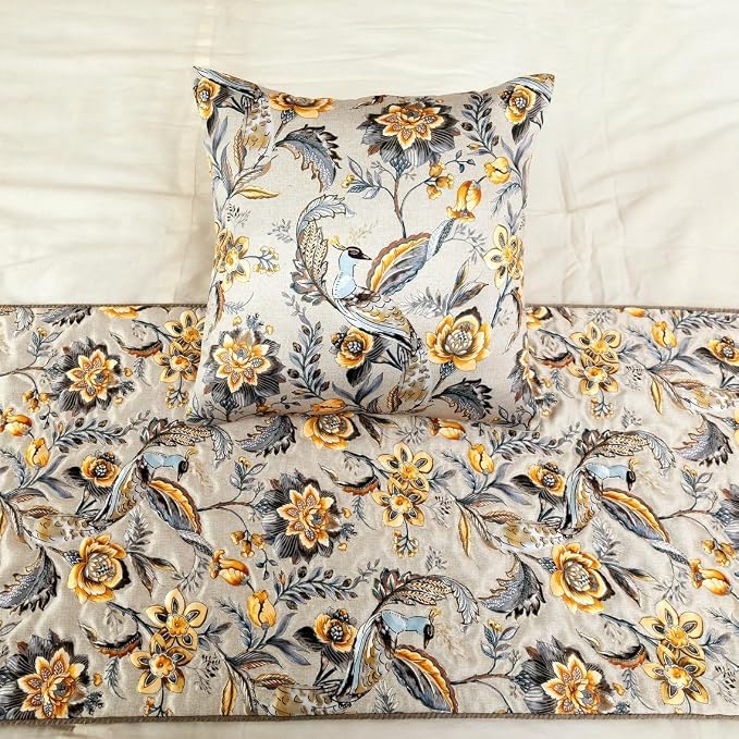 The HomeCentric King/Queen/Twin Grey & Yellow Decorative Full 68"x18" Bed Runner - Image 5