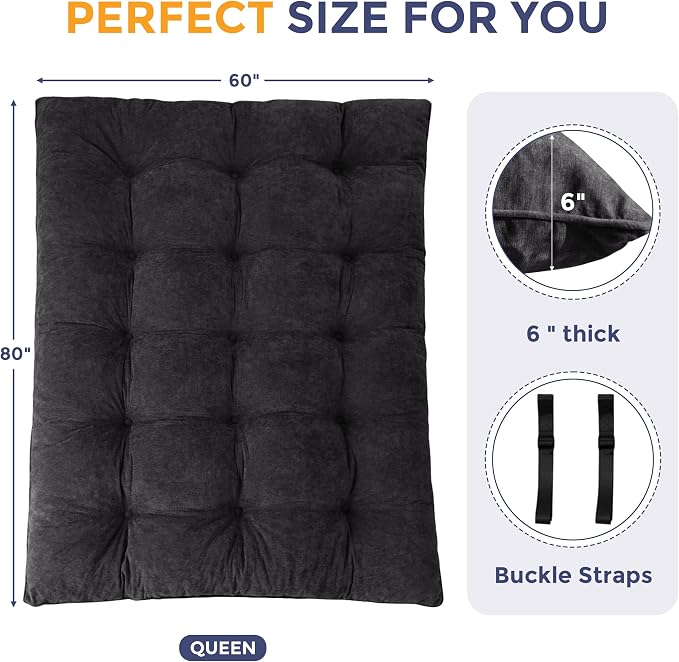 MAXYOYO Japanese Floor Mattress Queen Size, Thick Chenille Tatami Mat Sleeping - Image 2