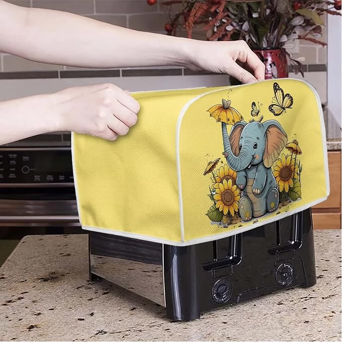 ZFRXIGN Elephant Sunflower Toaster Cover 2 Slice Small Appliance Covers Kitchen - Image 2