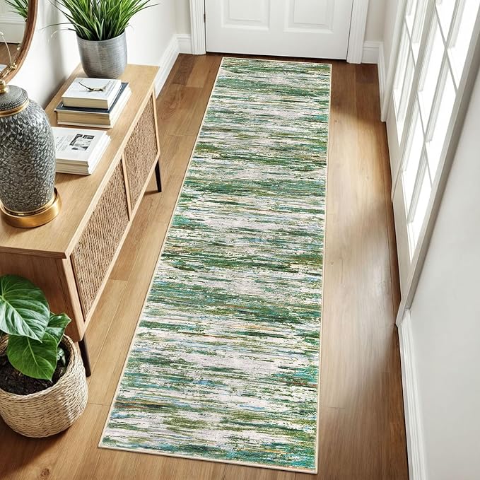 2x8 Modern Abstract Runner Rug for Hallways, Non-Shedding Washable Rug for - Image 3