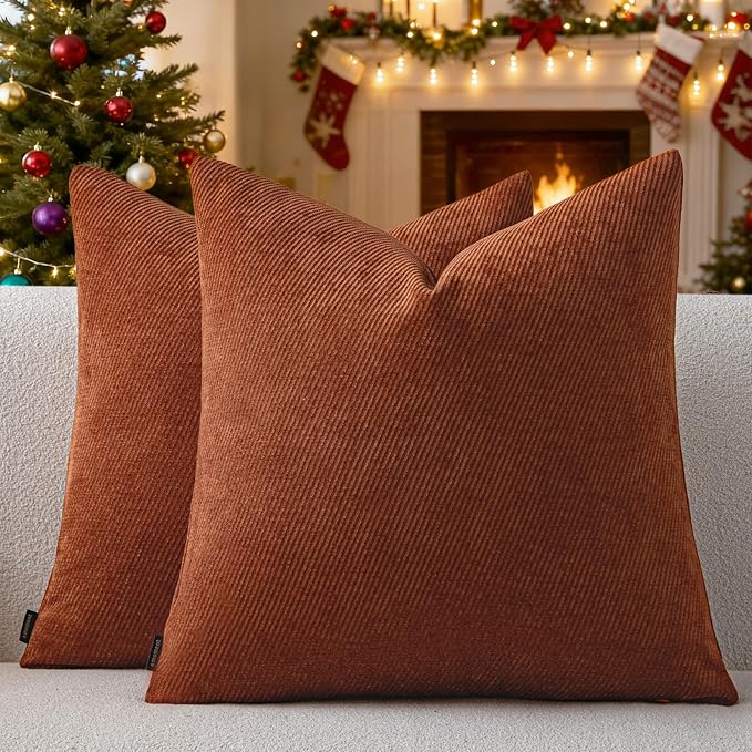 a moment Pack of 2 Decorative Christmas Chenille Throw Pillow Covers by amoment