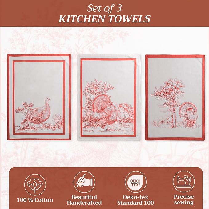 Maison d' Hermine Kitchen Towels Set of 3 100% Cotton 20" x 27.5" Reusable - Image 2