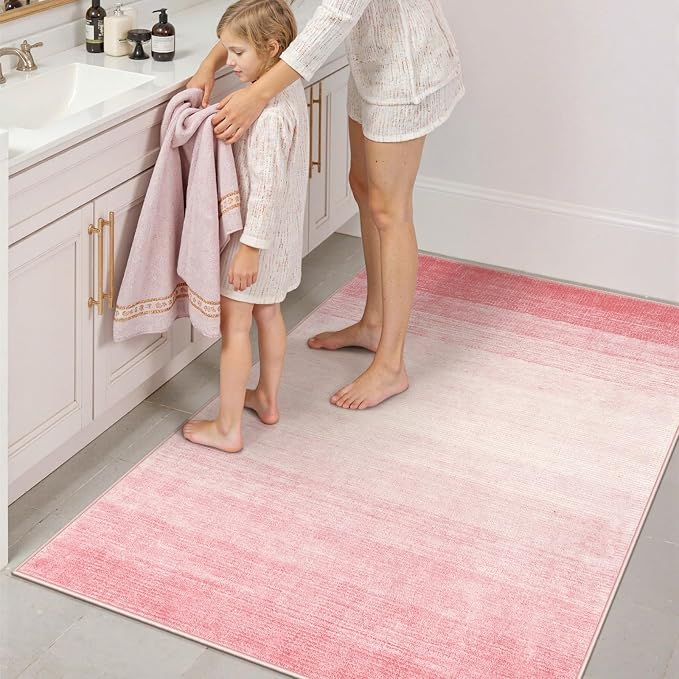 Wonnitar Pink Washable 4x6 Rug, Modern Ombre Rugs - Image 7