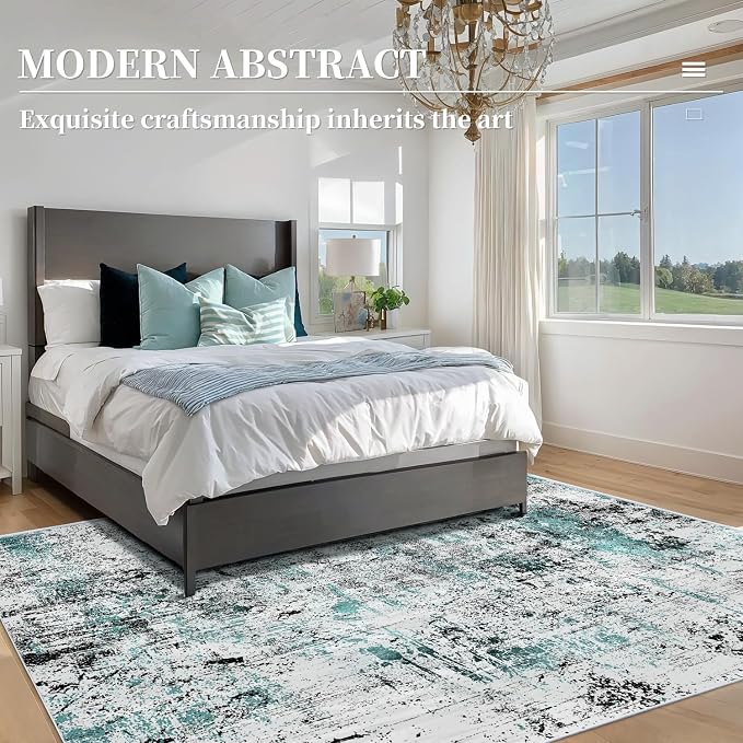Ciicool Modern Abstract Rug for Living Room, Low-Pile Contemporary Indoor - Image 2