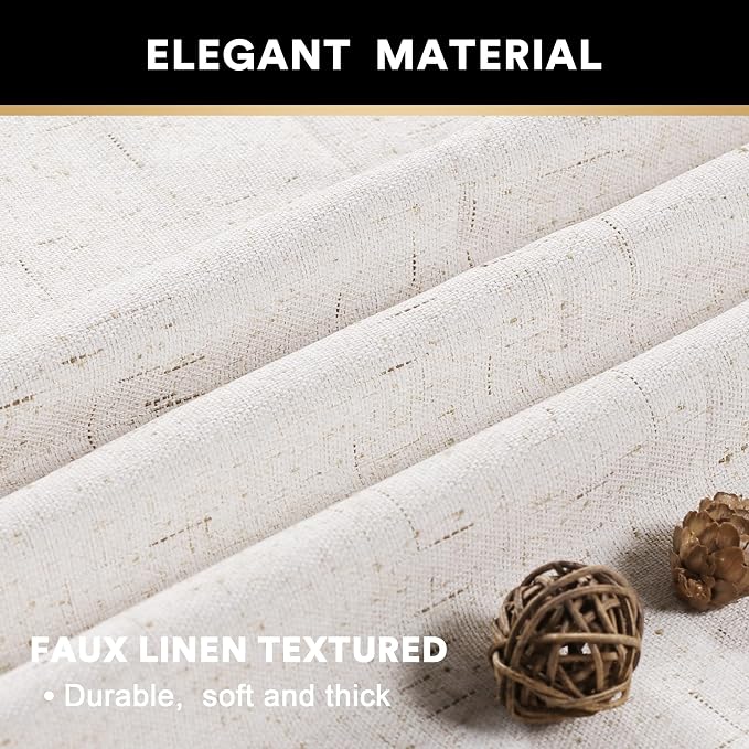 PrinceDeco Blackout Linen Curtains 64 Inch Curtains - Image 4