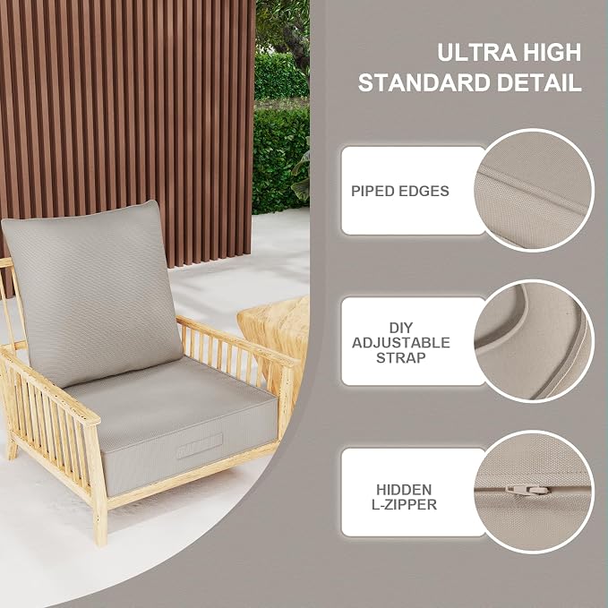 Outdoor Olefin Water-Resistant Deep Seat Cushion Set, Thickened Sofa Chair Pad - Image 6