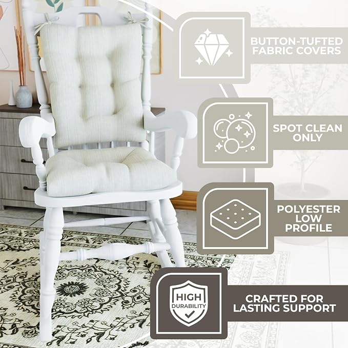 Klear Vu Omega Non-Slip Rocking Chair Cushion, Assembled in USA, Thick Tufted - Image 3