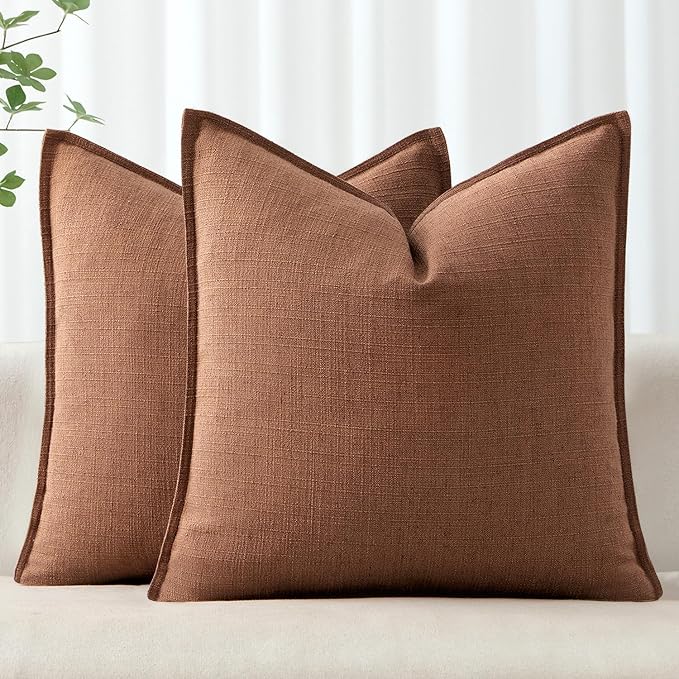 MIULEE Decorative Pillow Covers 20x20, 2 Pack Boho Farmhouse Neutral Throw by MIULEE
