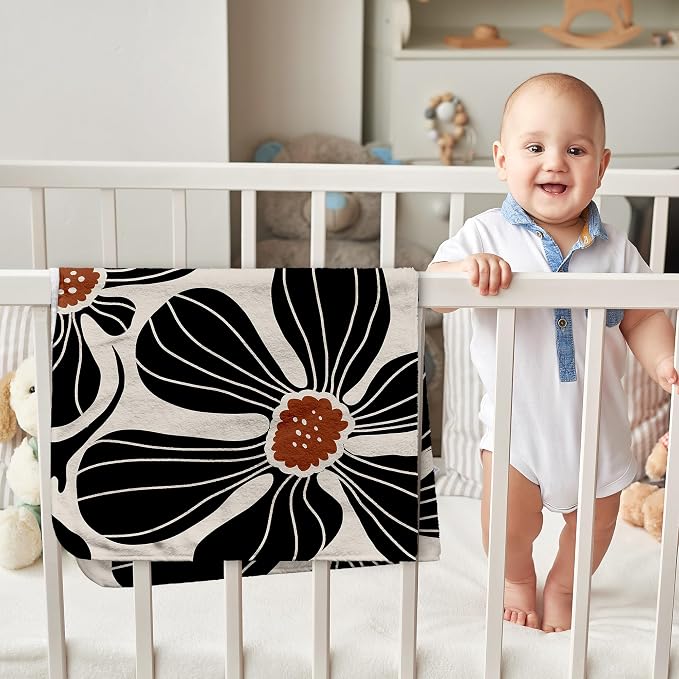 HIWX Boho Abstract Floral Kids Blanket, Boho Floral Blankets, Modern Bohemia - Image 4
