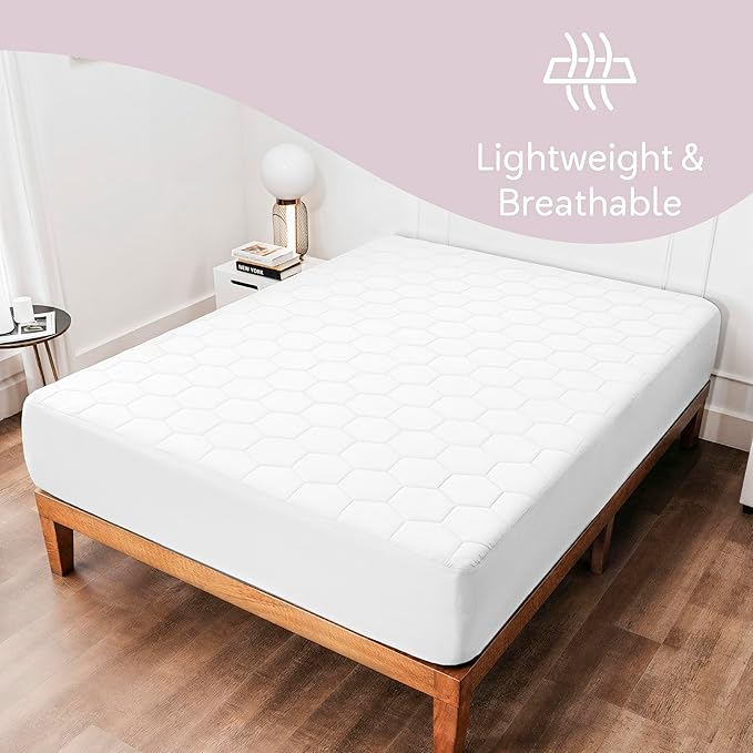 Hearth & Harbor 12 Pack King Size Quilted Fitted Mattress Pad Cover, 100% - Image 3