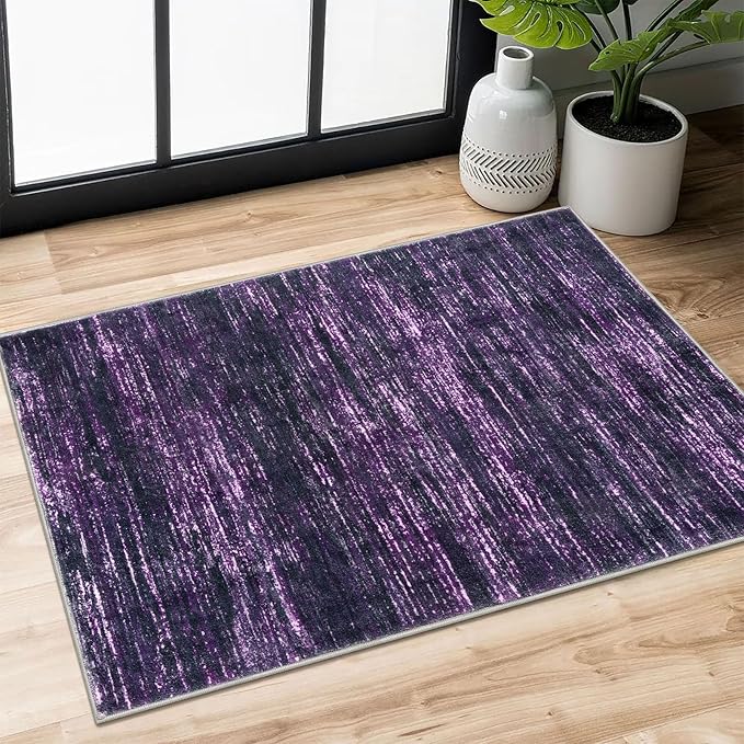2x3 Modern Abstract Rug for Entryway, Washable Non-Slip Kitchen Rugs, Low-Pile by SiiloomRug