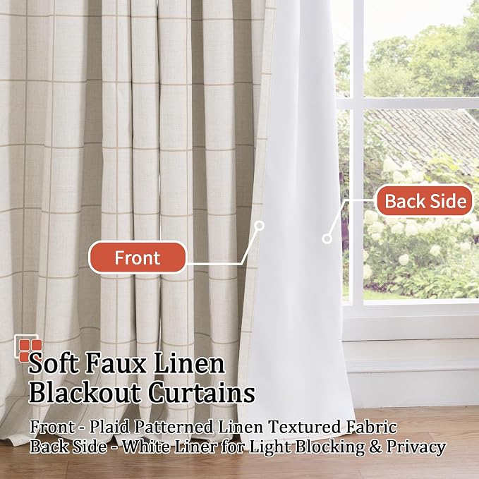 Linen Blackout Curtains 63 Inches Long - Image 3