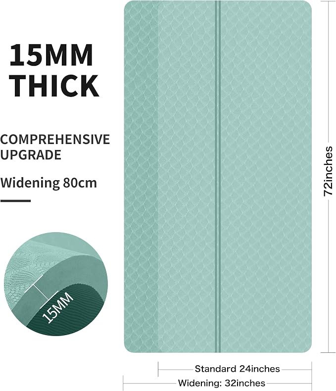 nuveti Large Exercise Mat - 15mm/20mm/30mm Thick Yoga Mat | Workout Mat - Image 3