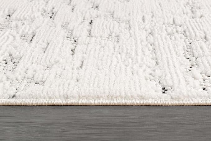 Beverly Rug Micro Loop Area Rug White/Gray 5x7 Abstract Modern Luxury - Image 10