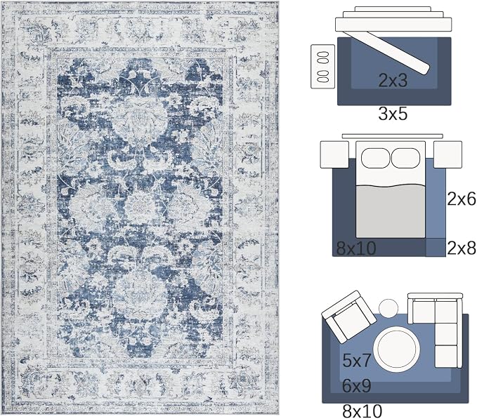 jinchan Fiora Floral 2x3 Rug for Entryway - Image 2