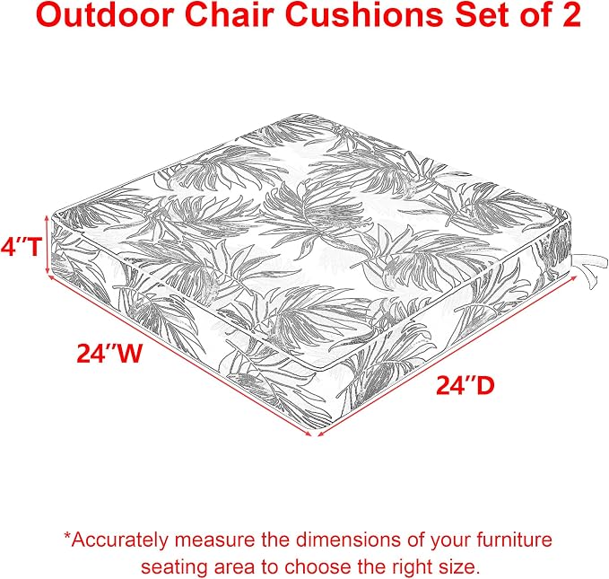 Favoyard Outdoor Chair Cushion 24 x 24 x 4 In Waterproof Pattern Fade Resistant - Image 2