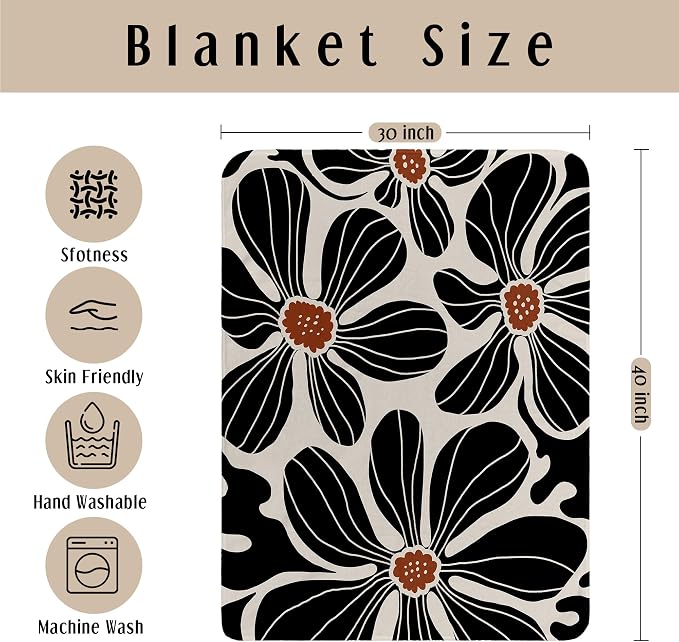HIWX Boho Abstract Floral Kids Blanket, Boho Floral Blankets, Modern Bohemia - Image 7