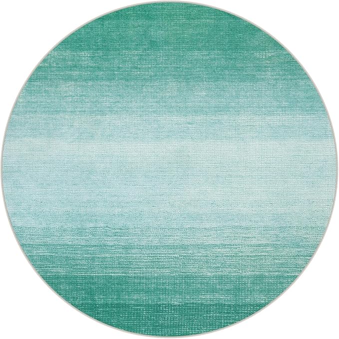Wonnitar Modern Ombre Round Area Rugs, 5ft Washable Large Teal Circle Rugs - Image 9